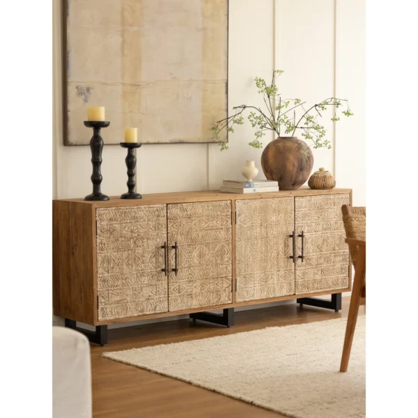Reclaimed Teak Sideboard in sand — in a room setting