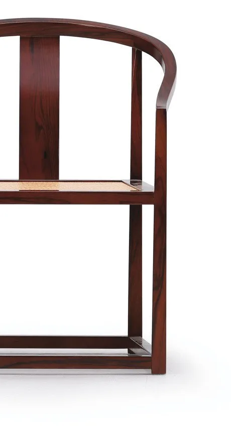 Walnut Horseshoe-Back Armchair with Woven Seat in walnut — in a room setting