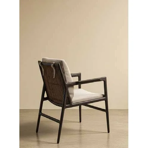 Ease Oak High-Back Lounge Chair in Grey Fabric — in a room setting