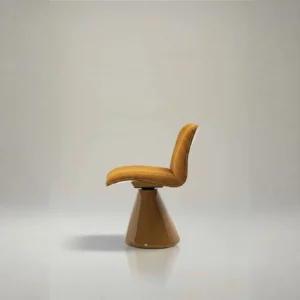 Turan Mustard Fabric Swivel Chair on Lacquered Cone Base in mustard — front view