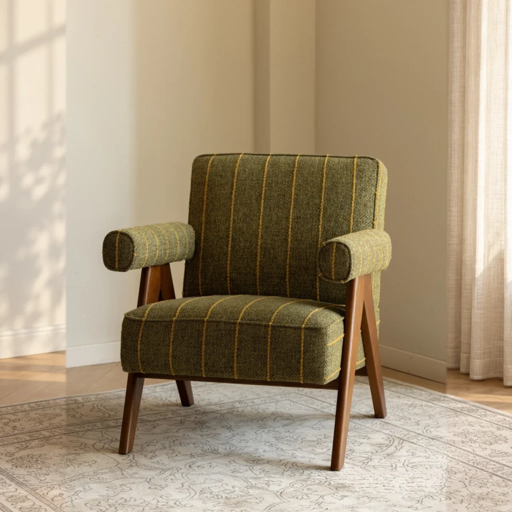 Modern classic Solid oak Lounge Chair in solid oak — front view