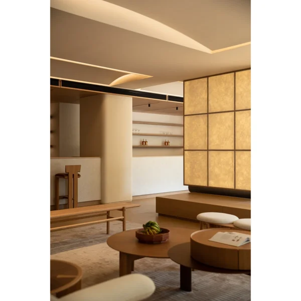 Childhood White Oak Long Bench with Dovetail Seat, 204 cm in natural oak — in a room setting