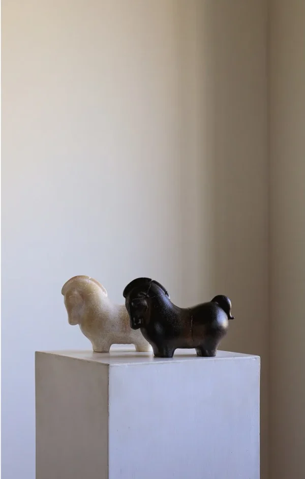 Little Fortune Horse Ornaments in ivory — in a room setting