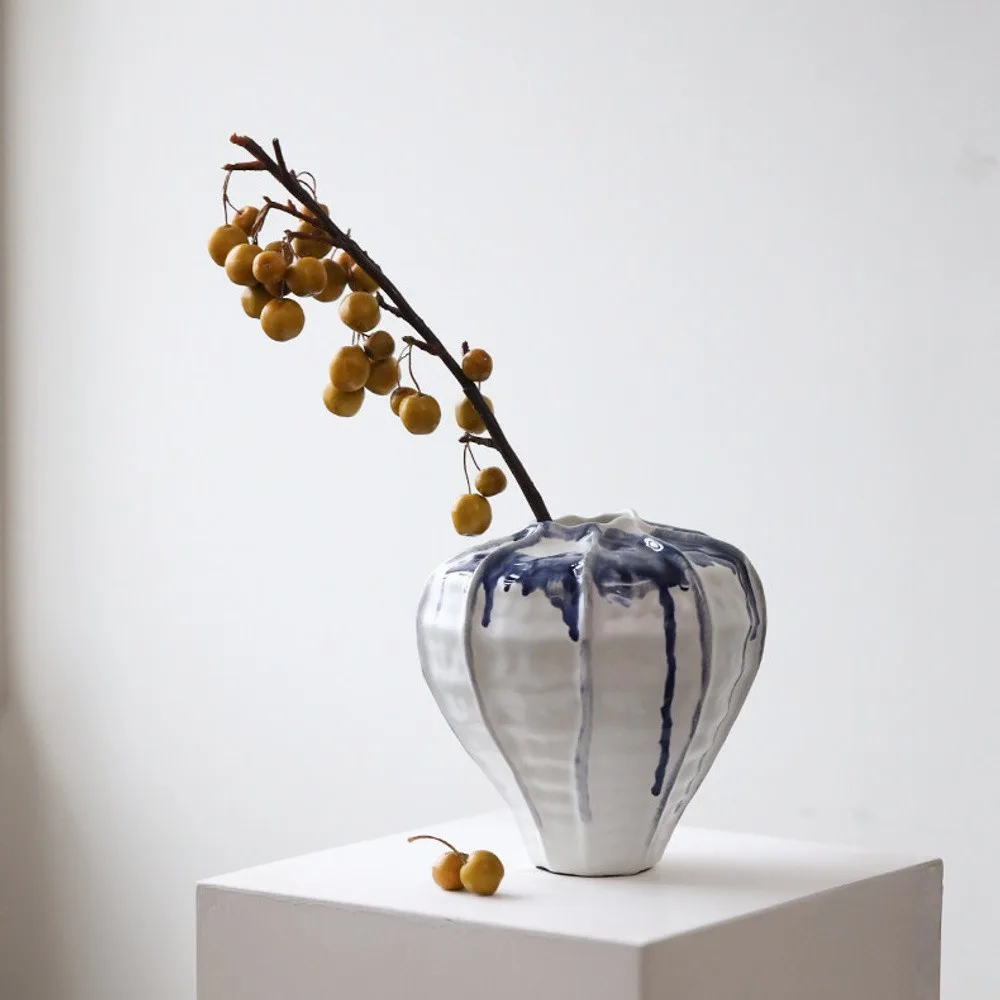 Jingdezhen White Lobed Jar Vase in ivory — front view