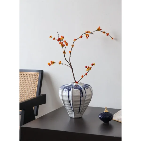 Jingdezhen White Lobed Jar Vase in ivory — in a room setting