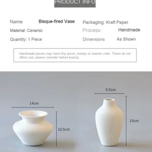 Bisque White Brushed Mini Ceramic Bud Vases, Medium or Small in ivory — dimensions
