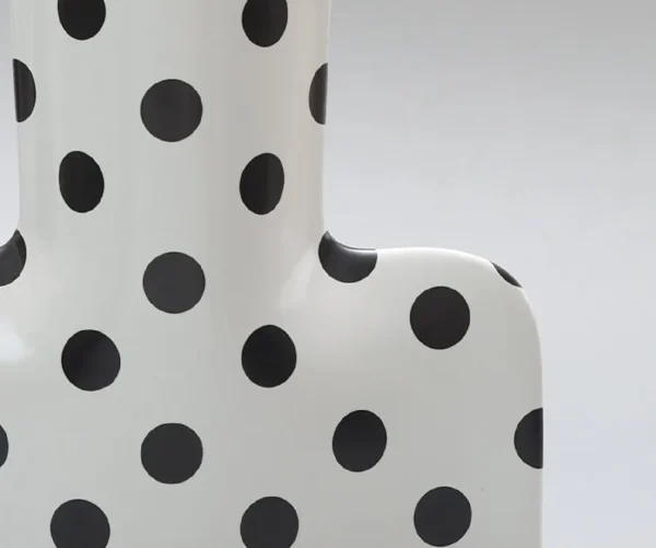 Black and White Polka Dot Sculptural Ceramic Vase, Large or in ivory — in a room setting