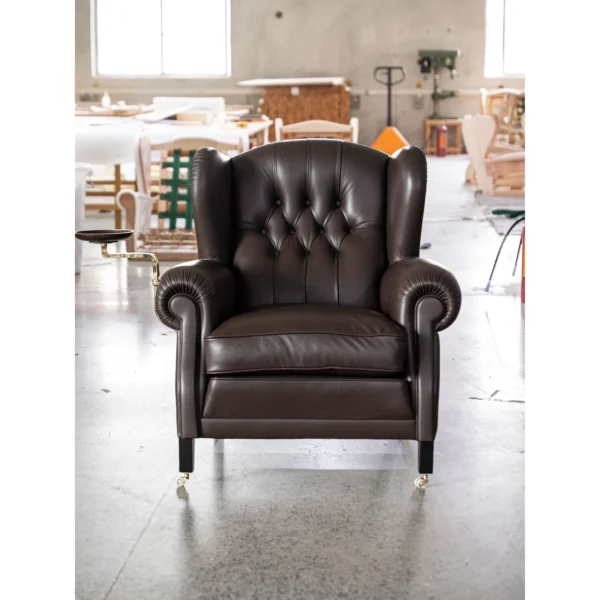 Cigar Wingback Armchair in clay — in a room setting
