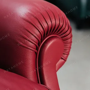 Cigar Wingback Armchair in Red Leather — detail