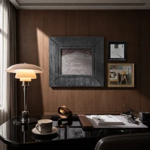 Cinematic Wall Art Set with Wide Textured Frame in black — front view