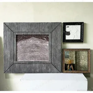 Cinematic Wall Art Set with Wide Textured Frame in black — in a room setting