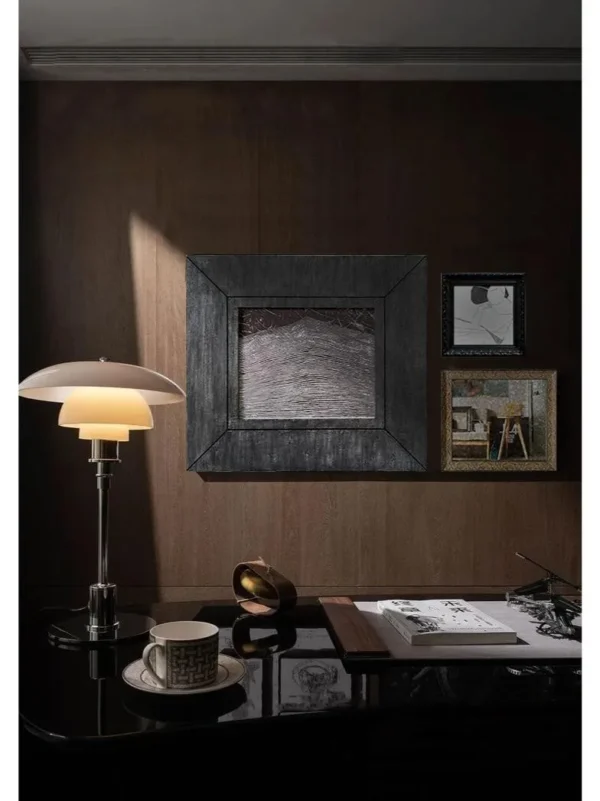 Cinematic Wall Art Set with Wide Textured Frame in black — in a room setting
