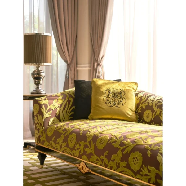 Jade Classical Chaise Lounge in Blush Damask on Cream Frame — in a room setting