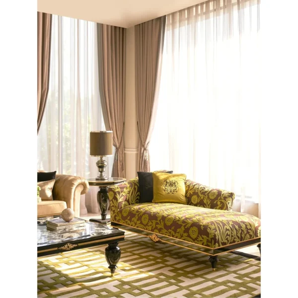 Jade Classical Chaise Lounge in Blush Damask on Cream Frame — in a room setting