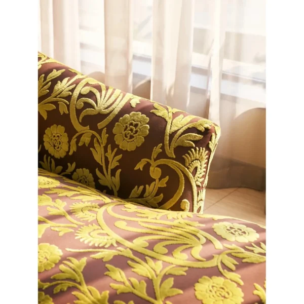 Jade Classical Chaise Lounge in olive — in a room setting
