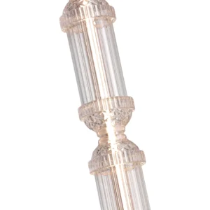 Clear Bamboo Joint Glass Pendant Light, Four Lengths in ivory — in a room setting