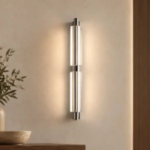 Clear Geometric Crystal Bar Wall Light in silver — front view