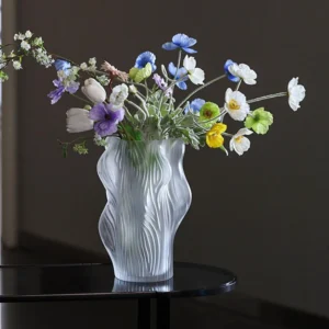 Frosted Clear Glass Vase in ivory — front view