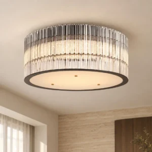Clear Vertical Tube Ring Flush Ceiling Light in silver — front view
