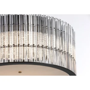 Clear Vertical Tube Ring Flush Ceiling Light in silver — in a room setting
