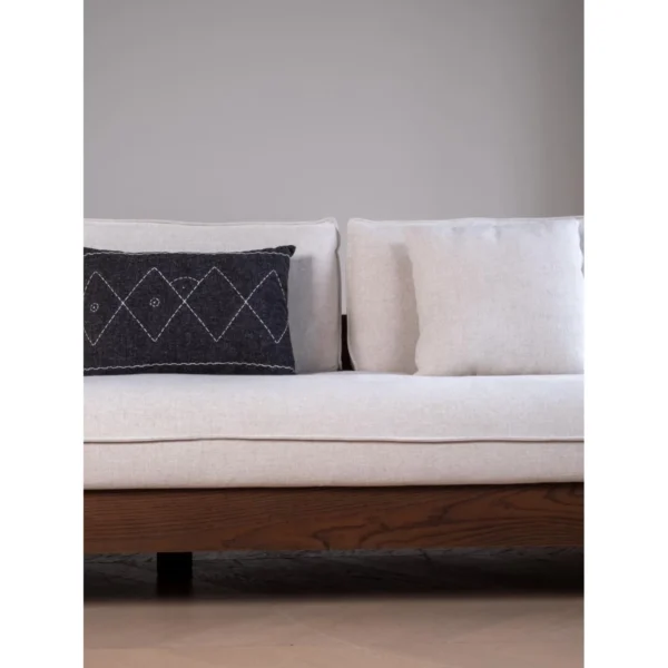 Cloud Floor Daybed with Extended Dark Wood Platform in walnut — in a room setting
