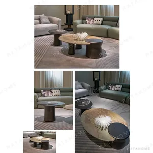 Cloud Nesting Coffee Table Set in Monet Garden Marble — in a room setting