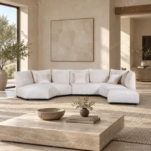 Cloud Modular Sofa in Cream Chenille with Reclining Backs — in a room setting