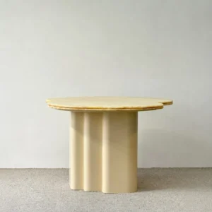 Cloud Petal-Edge Round Table in Champagne Stone — front view