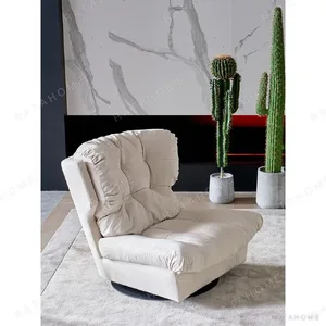 Cloud Single Swivel Sofa in Cream Suede with Goose Down — in a room setting