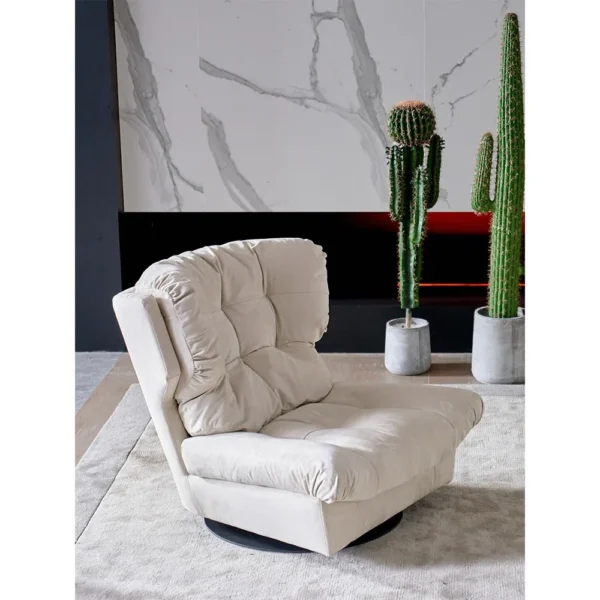 Cloud Single Swivel Sofa in Cream Suede with Goose Down — in a room setting