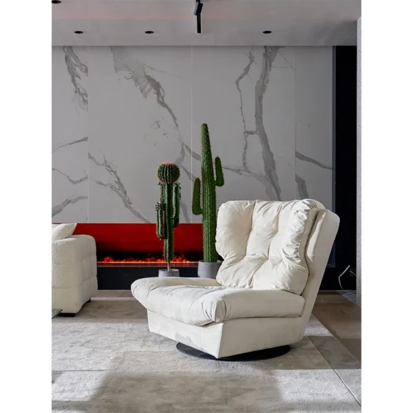 Cloud Single Swivel Sofa in Cream Suede with Goose Down — in a room setting