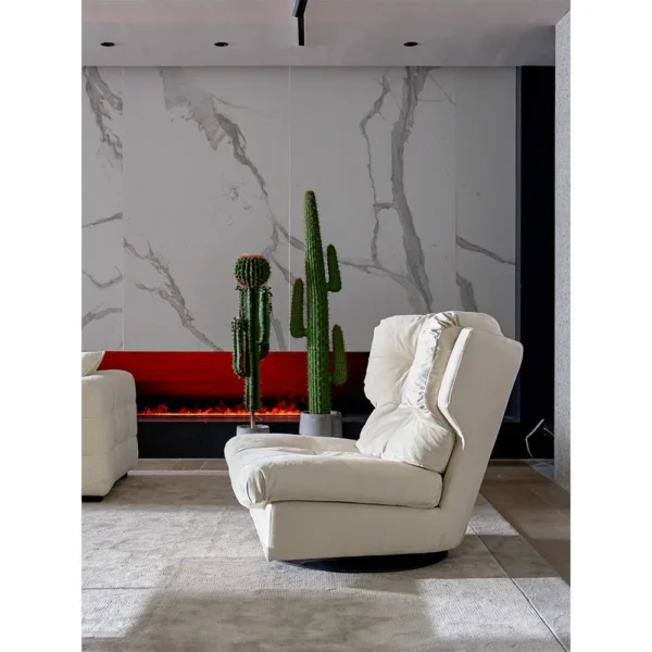 Cloud Single Swivel Sofa in Cream Suede with Goose Down — in a room setting