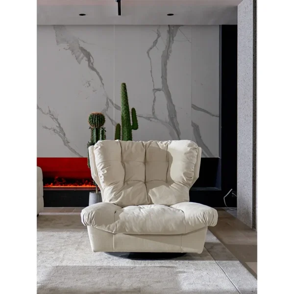 Cloud Single Swivel Sofa in Cream Suede with Goose Down — in a room setting