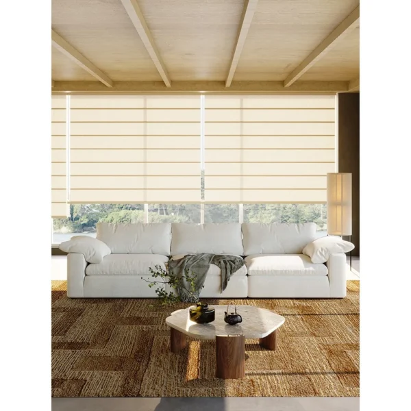 Cloud Modular Sofa in Mica White Linen with Down Cushions — in a room setting