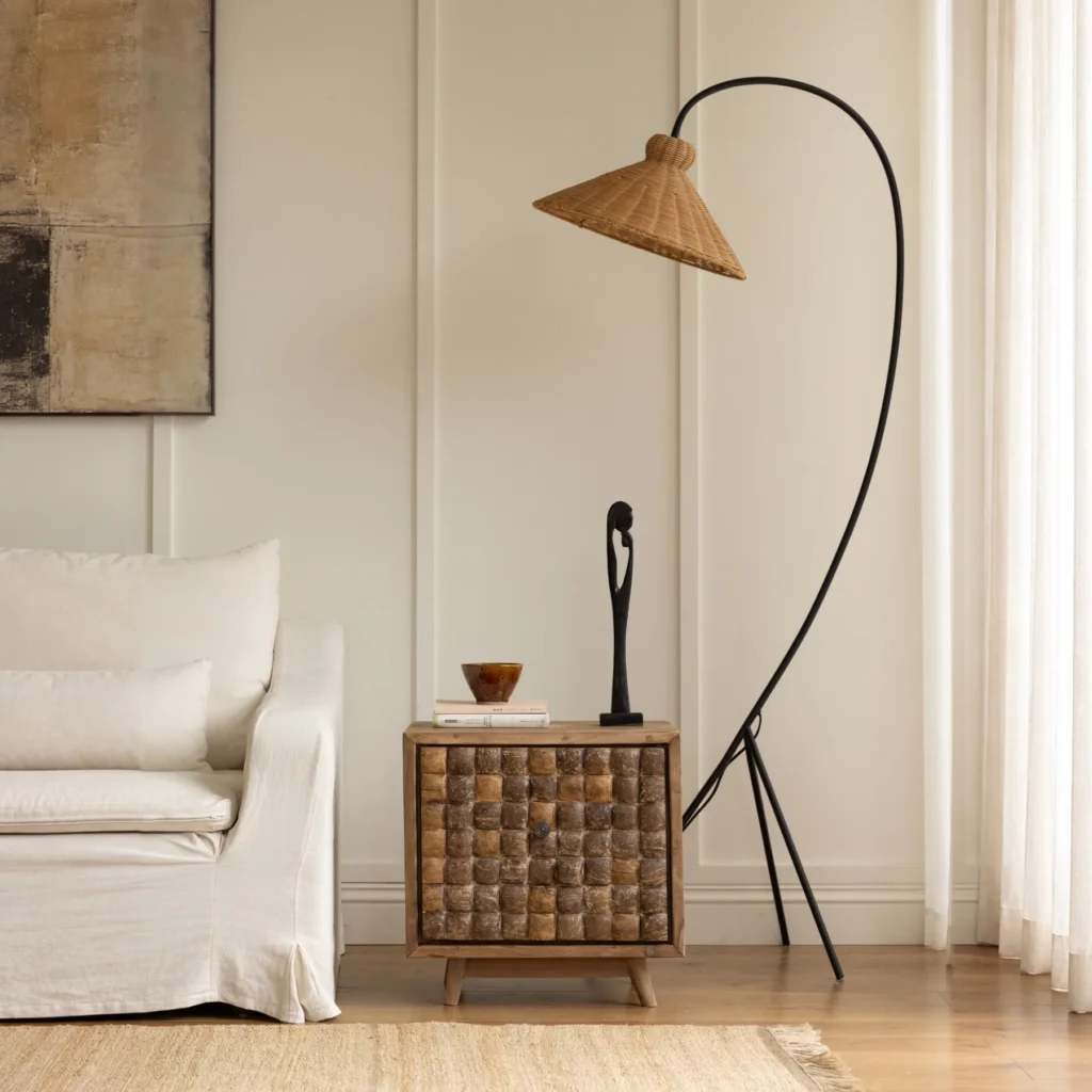 Coco Coconut Shell Wood Cabinet in teak — front view