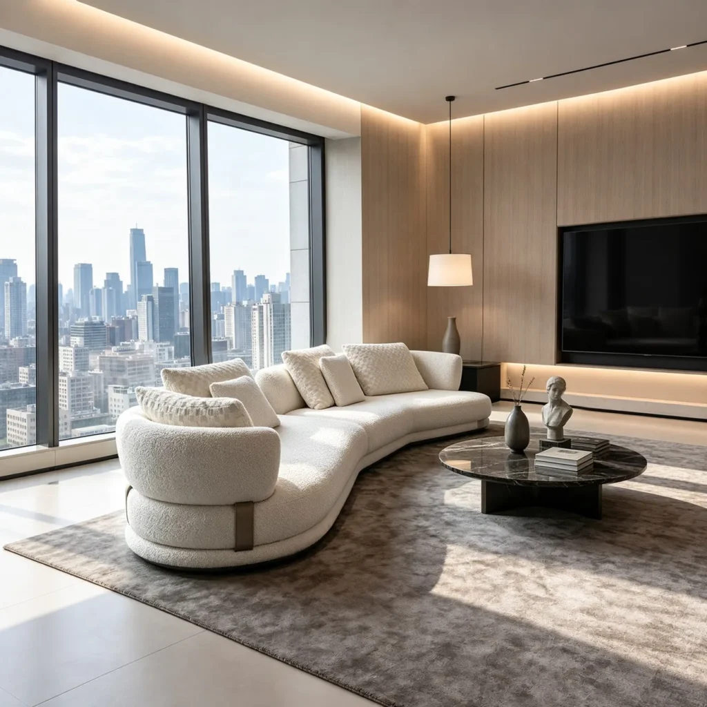 Cocoon Sofa in performance fabric — front view