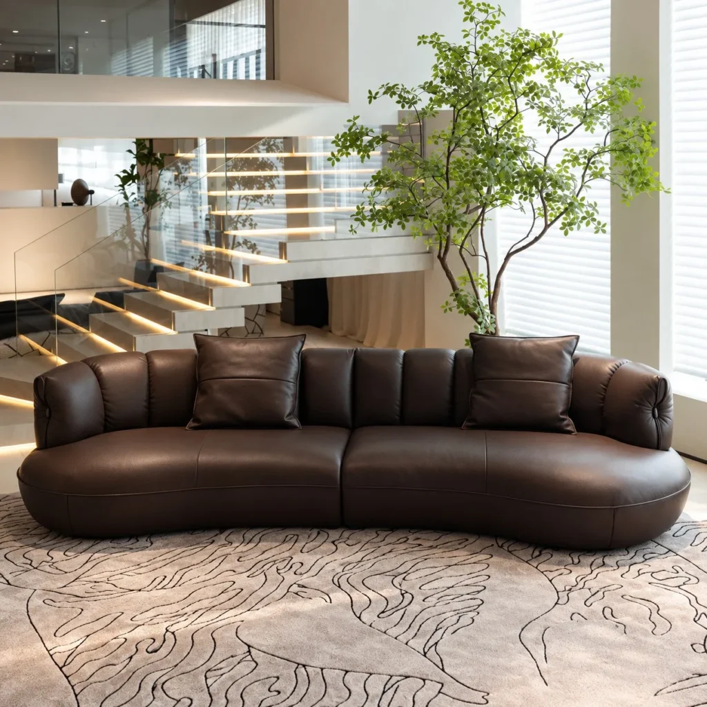 Coffee Bean Leather Sofa in full-grain leather — front view