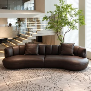 Coffee Bean Leather Sofa in full-grain leather — front view