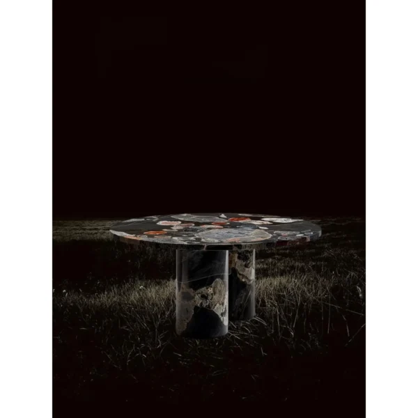 Liucai Multicoloured Agate Round Table in black — in a room setting