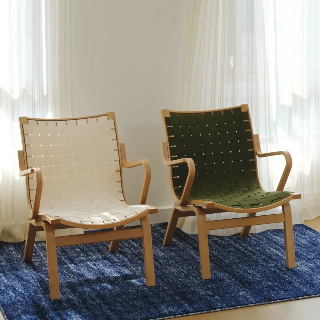 Bentwood Beech Lounge Chair with Woven Webbing Seat — front view