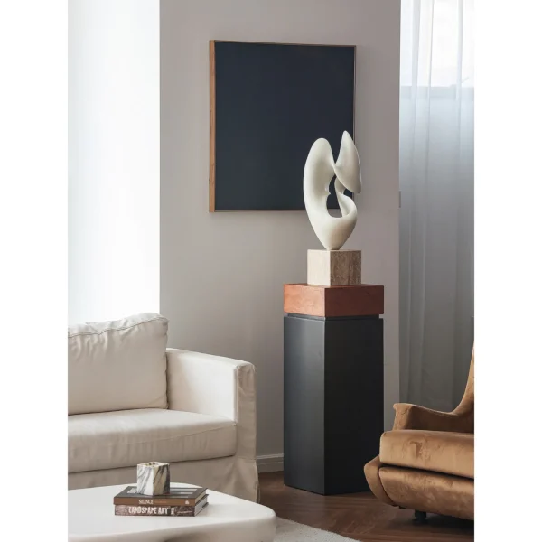 Jade-Effect Twisted Double-Arc Abstract Sculpture in ivory — in a room setting