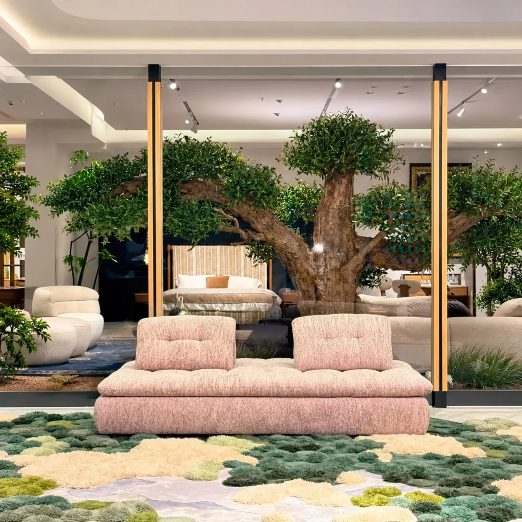 Conversation Sofa in chenille — front view