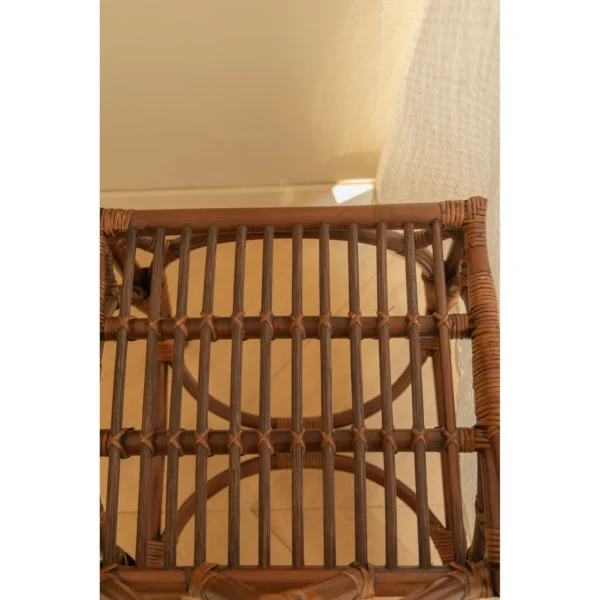 Dark Rattan Fretwork Side Chair in clay — in a room setting