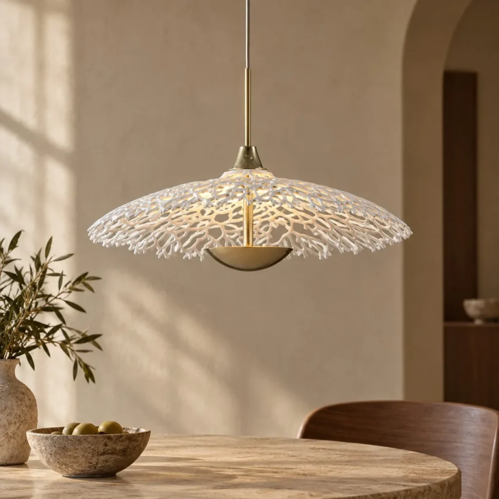 Coral Lace Umbrella Pendant Light in White, 30 cm — front view