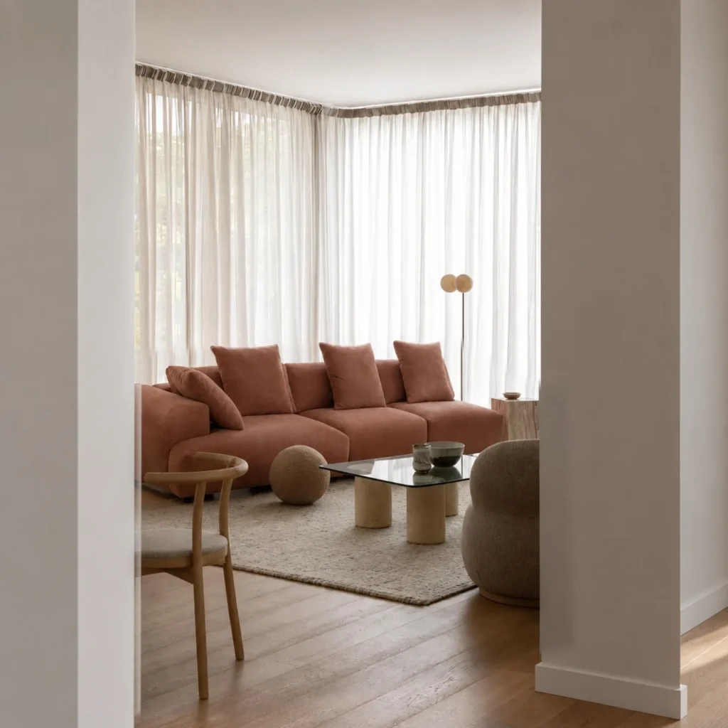 Corduroy Sofa in velvet — front view