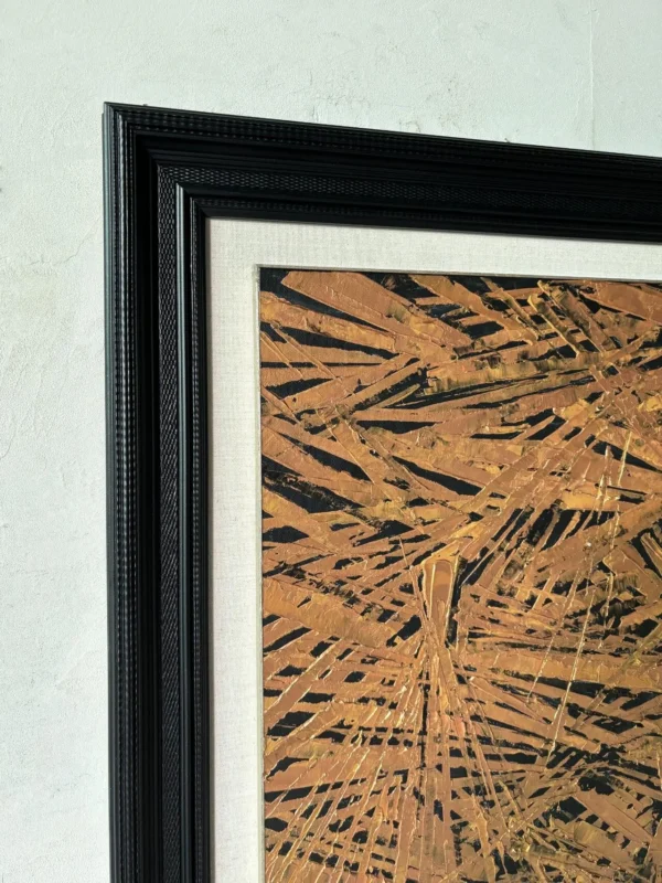 Gold Palm Wall Art Set of 3, 45 x 45 cm Companions in brushed brass — in a room setting