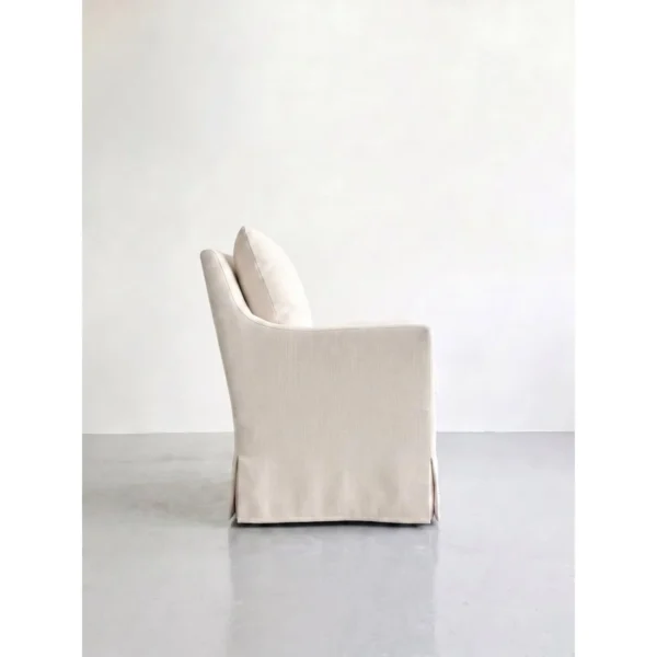 Cotton Linen Slipcovered Armchair in Off-White, 71 cm — in a room setting