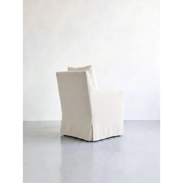 Cotton Linen Slipcovered Armchair in Off-White, 71 cm — in a room setting