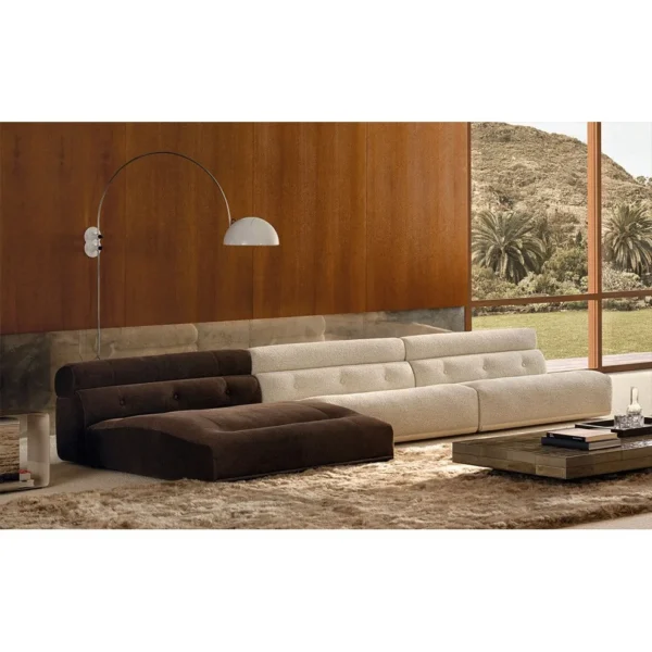 Low-Back Modular Seating System in olive — in a room setting