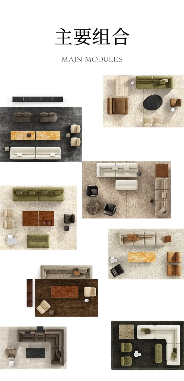 Low-Back Modular Seating System in olive — in a room setting